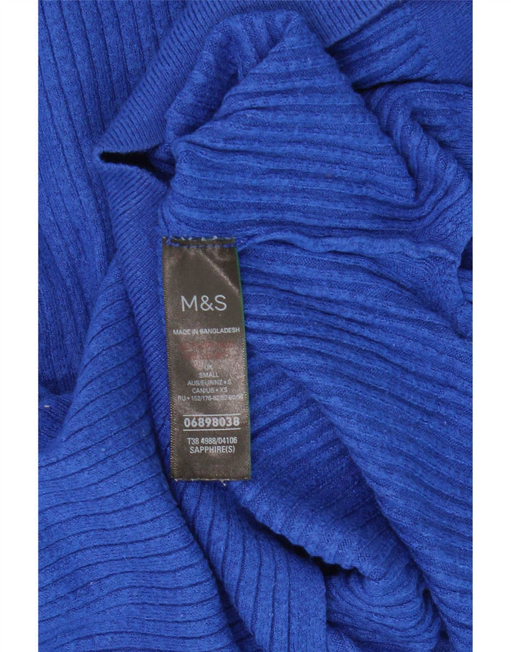 Женский джемпер с воротником на молнии Marks & Spencer, размер UK 10, маленький, синий, вискоза