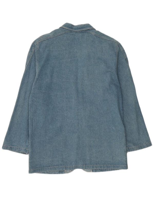 Винтажный женский удлиненный джинсовый пиджак с 2 пуговицами, Великобритания, 12, средний синий цвет