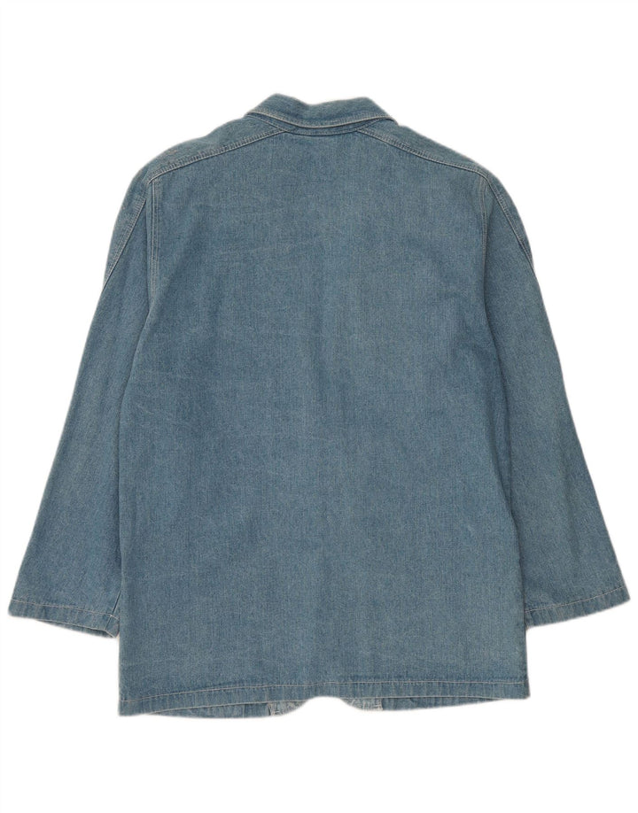Винтажный женский удлиненный джинсовый пиджак с 2 пуговицами, Великобритания, 12, средний синий цвет