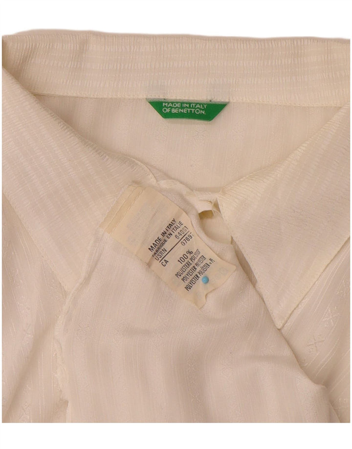 Женская блузка-рубашка Benetton UK 16, полиэстер в большую белую полоску