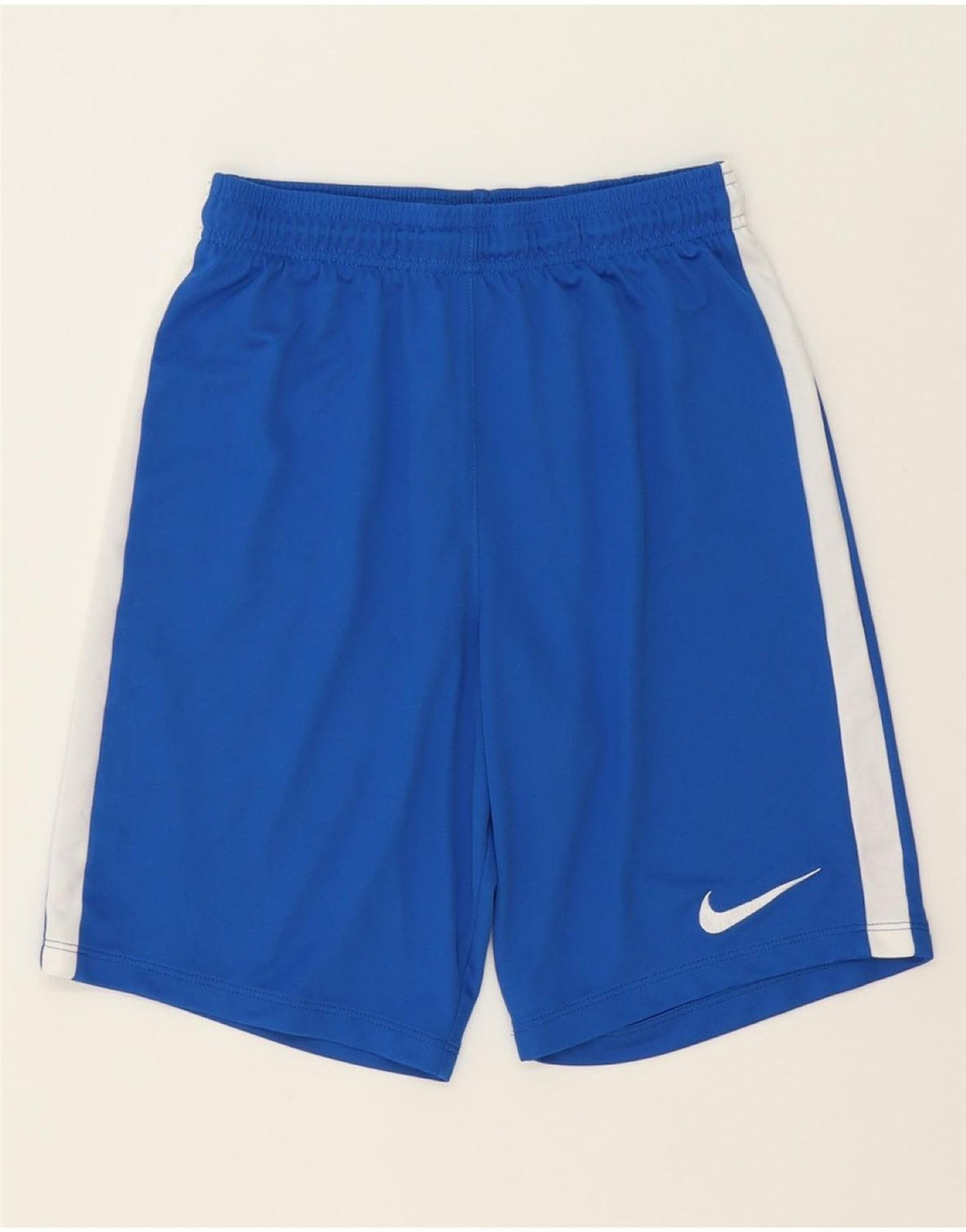 NIKE Boys Dri Fit Sport Shorts 8-9 Years Small Blue Colourblock Polyester Vintage Nike and Second-Hand Nike from Messina Hembry 