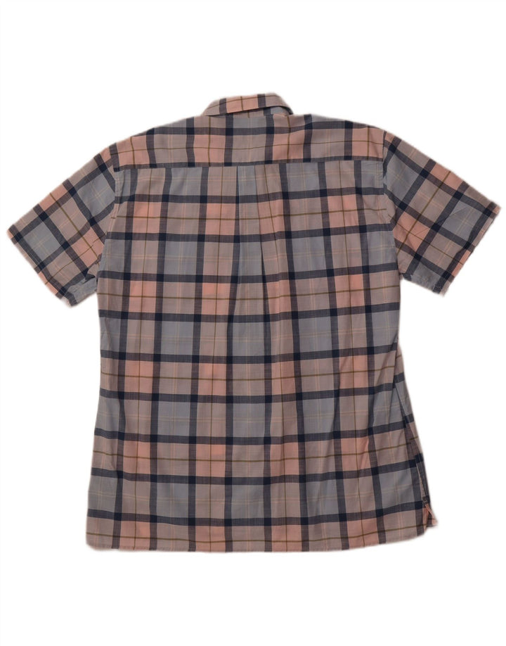 BARBOUR Мужская рубашка обычного кроя с коротким рукавом, хлопковая синяя клетка среднего размера