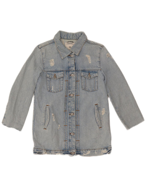 Женская джинсовая куртка Zara с рукавами 3/4, Великобритания, 6 XS, синяя, хлопок