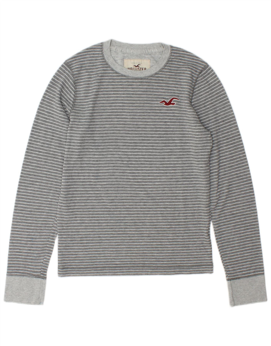 Мужской топ Hollister с длинным рукавом, маленький серый в полоску
