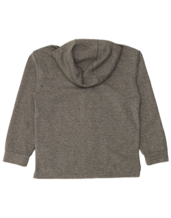 PUMA Свитер с капюшоном на молнии с графическим рисунком для мальчиков 9–10 лет, серый полиэстер с цветными блоками