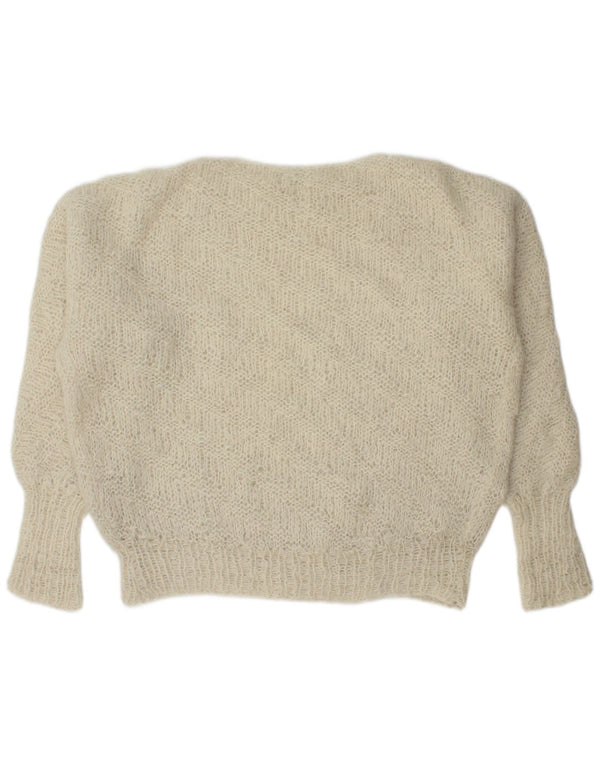 Винтажный женский свободный джемпер с вырезом «лодочка», Великобритания, 20, 2XL, бежевый