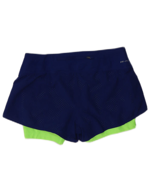 Женские спортивные шорты Nike Dri Fit UK 10, маленькие темно-синие с цветными блоками