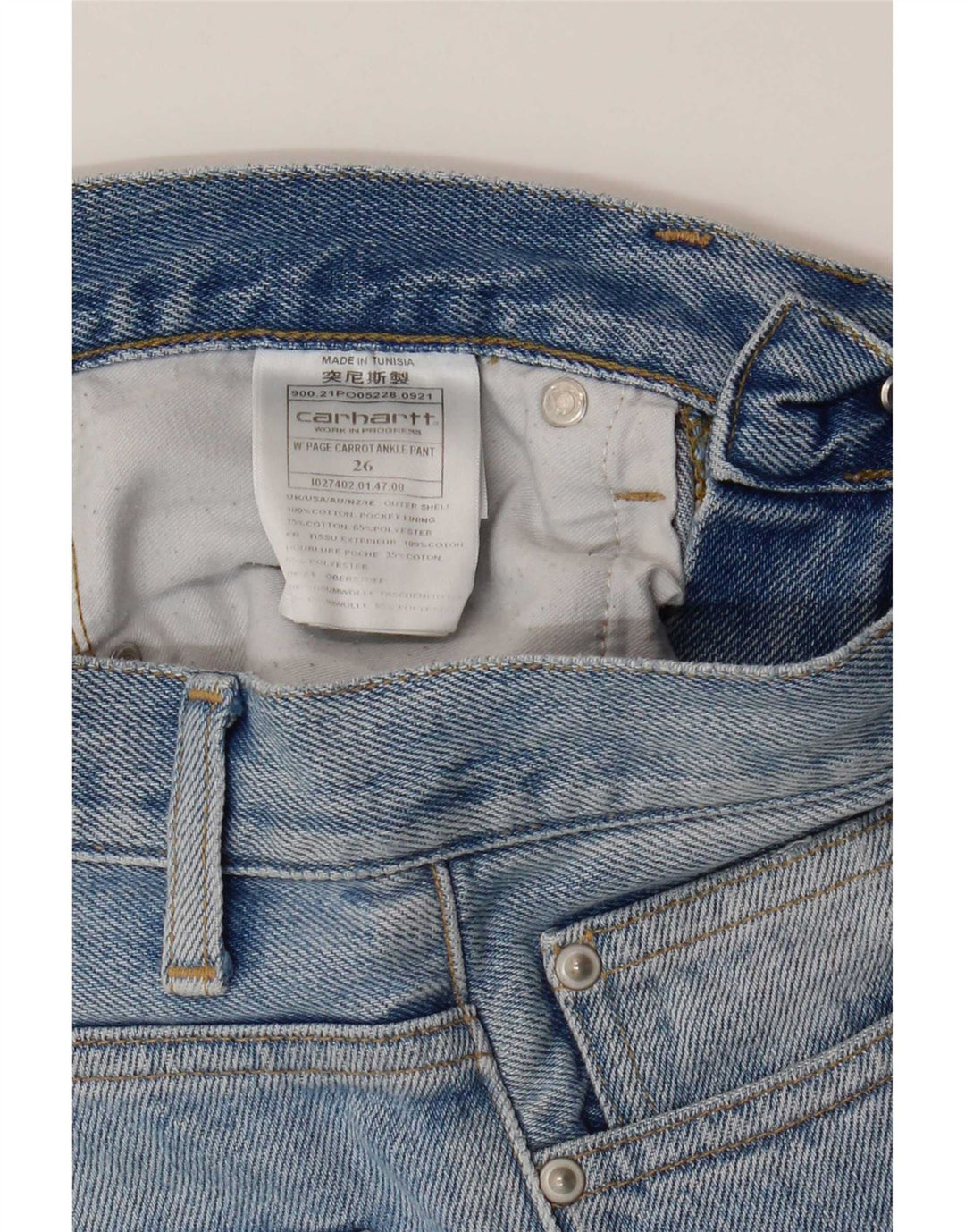 Женские прямые джинсы Carhartt W26 L28, синий хлопок