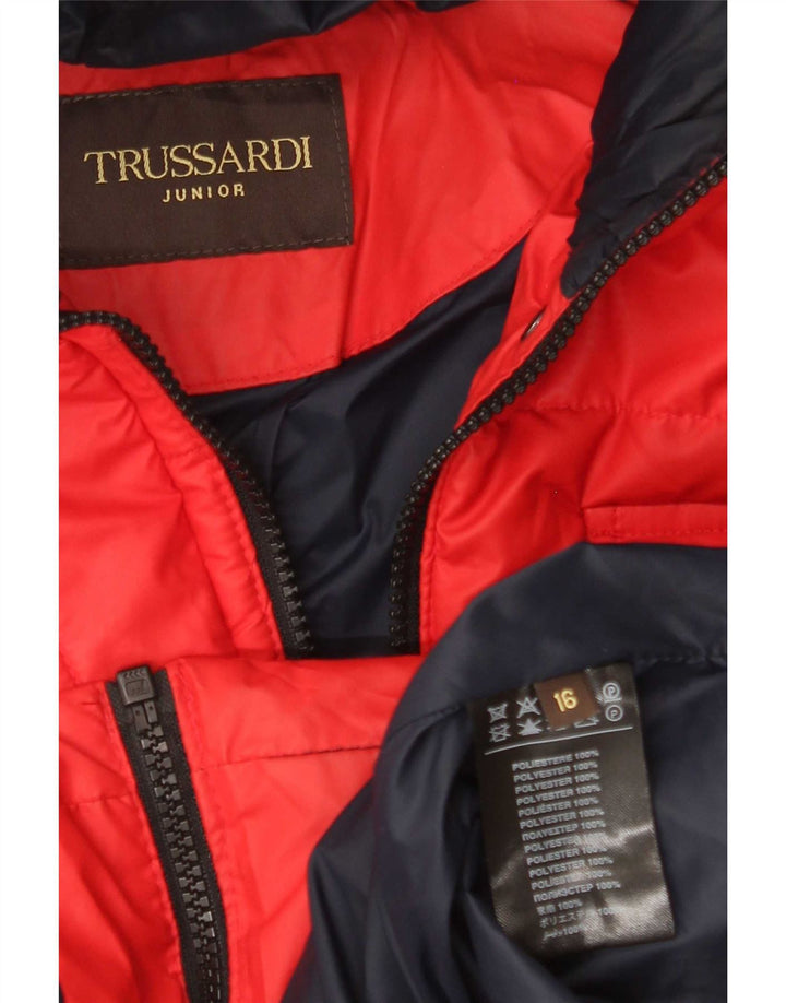 Trussardi Junior-утепленная куртка с капюшоном для девочек 15-16 лет, красный полиэстер