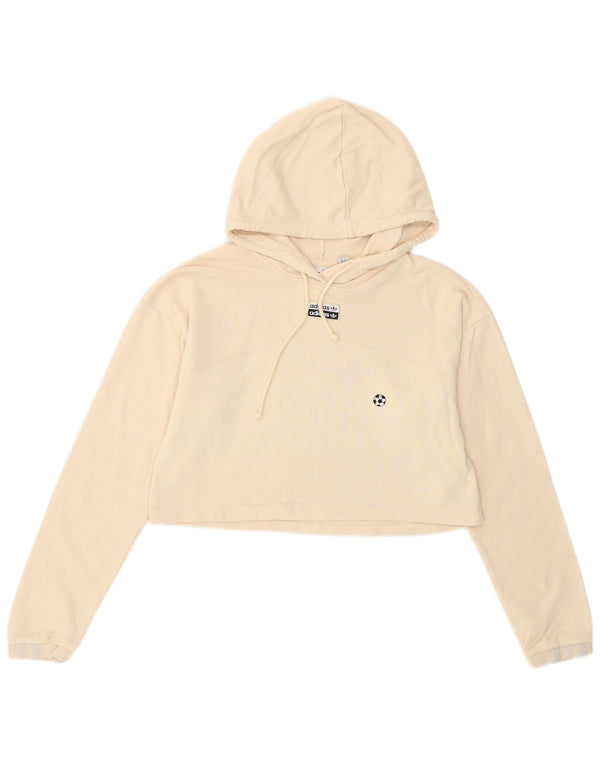 Женский укороченный джемпер с капюшоном Adidas Oversized UK 6 XS Off White Cotton