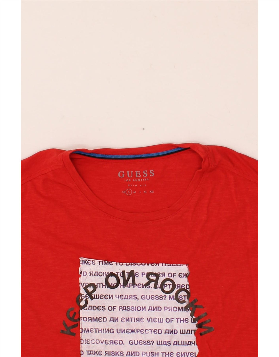 GUESS Mens Graphic T-Shirt Top Small Red Cotton Vintage Guess and Second-Hand Guess from Messina Hembry 