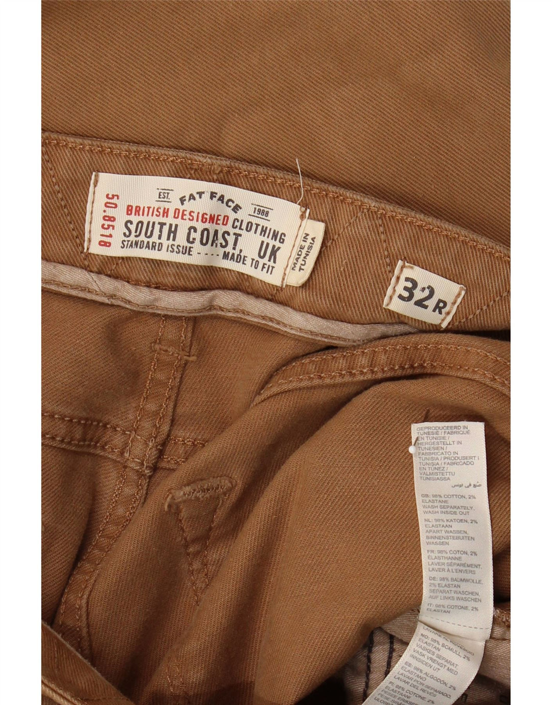 Мужские прямые джинсы Fat Face W32 L30, бежевый хлопок