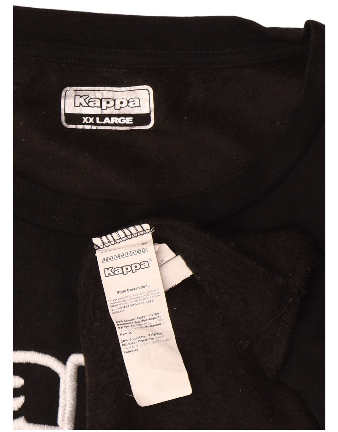 Мужской свитшот Kappa с рисунком, 2XL, черный, хлопок