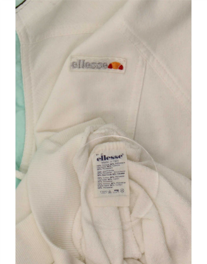 Мужской свитер Ellesse с воротником на пуговицах, большой белый хлопковый джемпер с цветными блоками