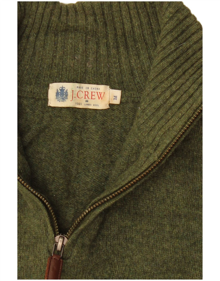 Мужской джемпер с воротником на молнии J. Crew, средний зеленый шерстяной свитер
