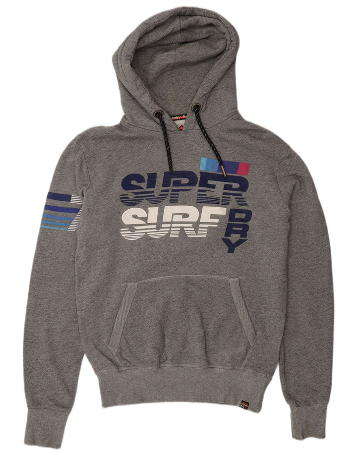 Мужской джемпер с капюшоном Superdry с рисунком, средний серый, хлопок