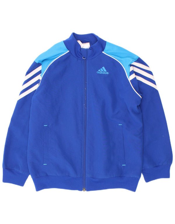 Спортивный костюм Adidas для мальчиков, верхняя куртка 7-8 лет, синяя, полиэстер с цветными блоками