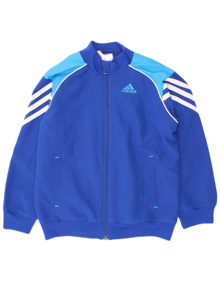 Спортивный костюм Adidas для мальчиков, верхняя куртка 7-8 лет, синяя, полиэстер с цветными блоками