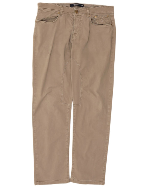SIVIGLIA Мужские прямые повседневные брюки W34 L29 Бежевые
