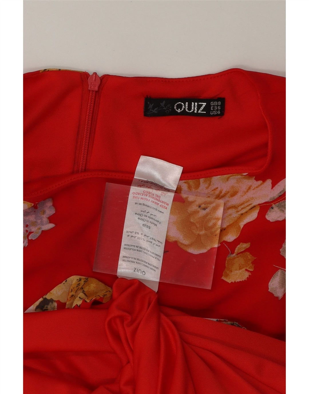 QUIZ Womens Asymmetric Maxi Dress UK 8 Small Red Floral Polyester Vintage Quiz and Second-Hand Quiz from Messina Hembry 