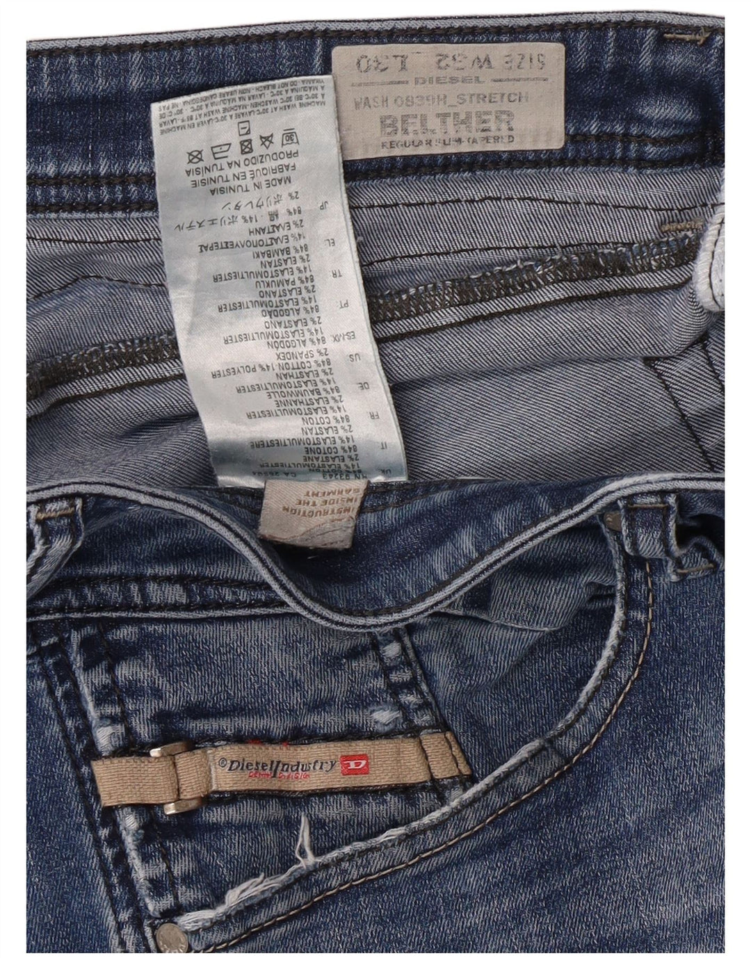 Женские зауженные джинсы Diesel Regular Slim Fit W32 L30, синий хлопок