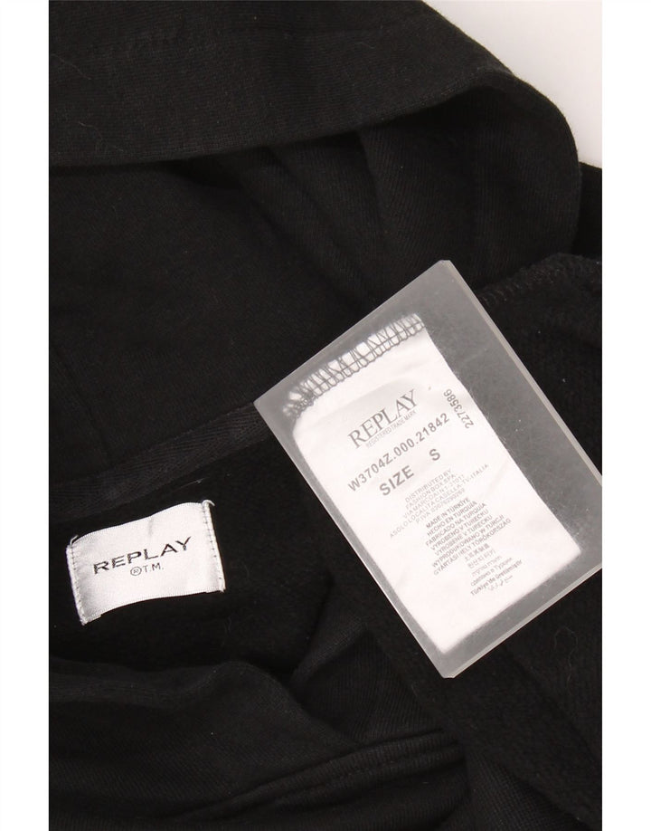 Женский джемпер с капюшоном оверсайз с графическим рисунком REPLAY, размер UK 10, маленький, черный, хлопок