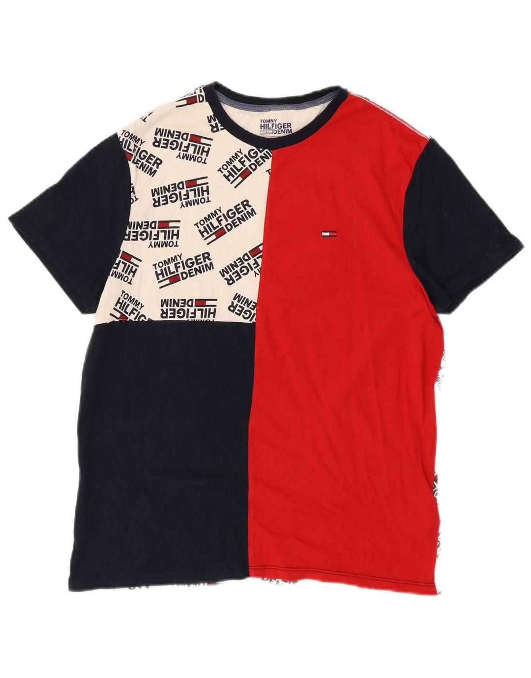 Мужская футболка с рисунком Tommy Hilfiger, маленькая, разноцветная, с цветными блоками