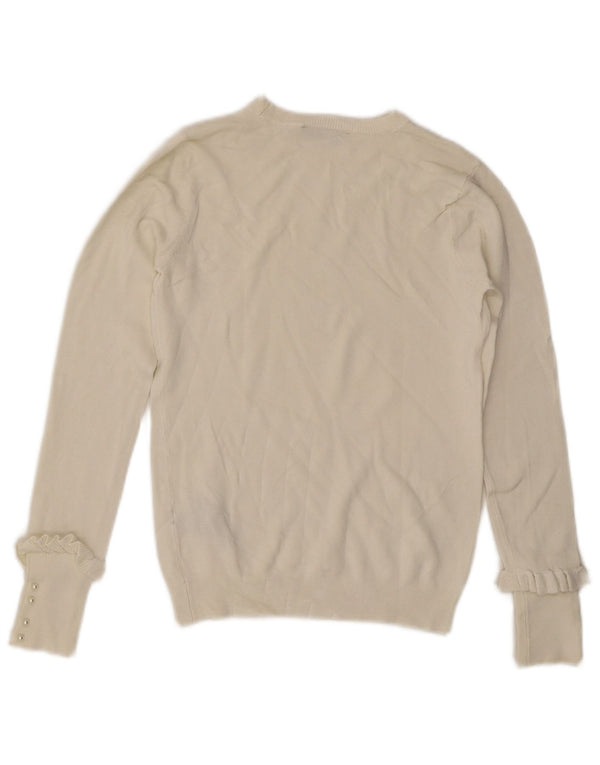 Женский свитер с вырезом «лодочка» ZARA UK 12, средний цвет из вискозы белого цвета