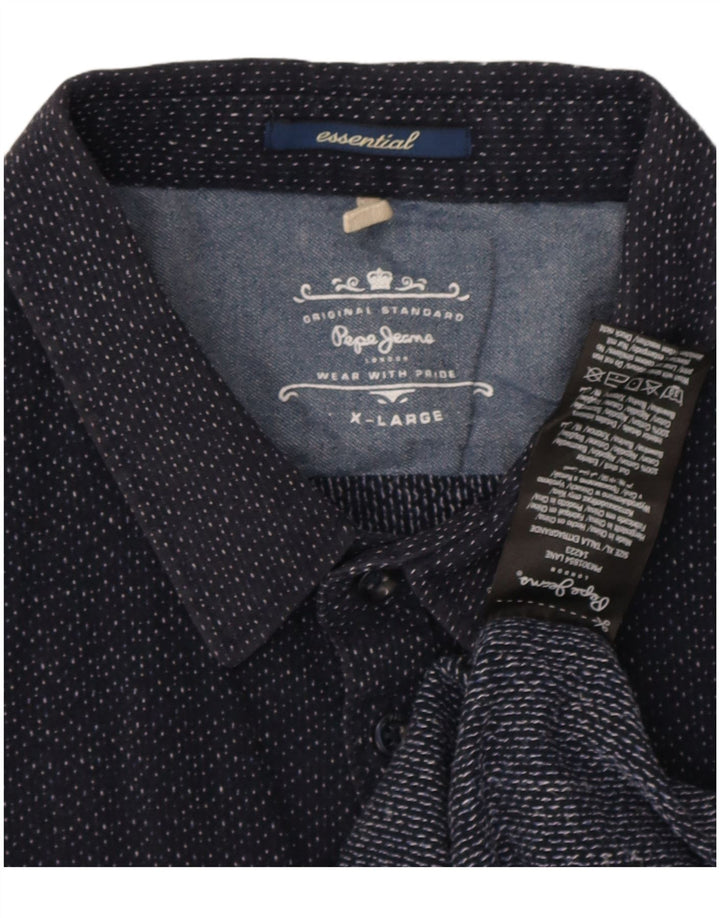 Мужская рубашка PEPE Jeans XL, темно-синяя, пятнистый хлопок