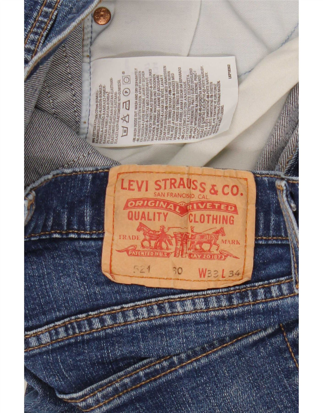 Мужские прямые джинсы Levi's 521 W33 L29 синие, хлопок