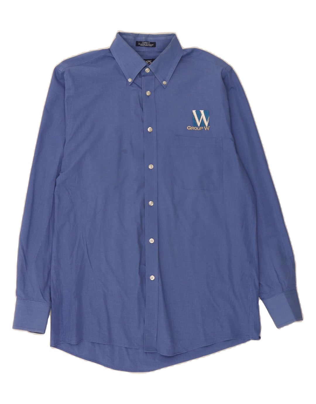 CHAPS Mens Classic Fit Shirt Size 15 Medium Blue Houndstooth Cotton Vintage Chaps and Second-Hand Chaps from Messina Hembry 