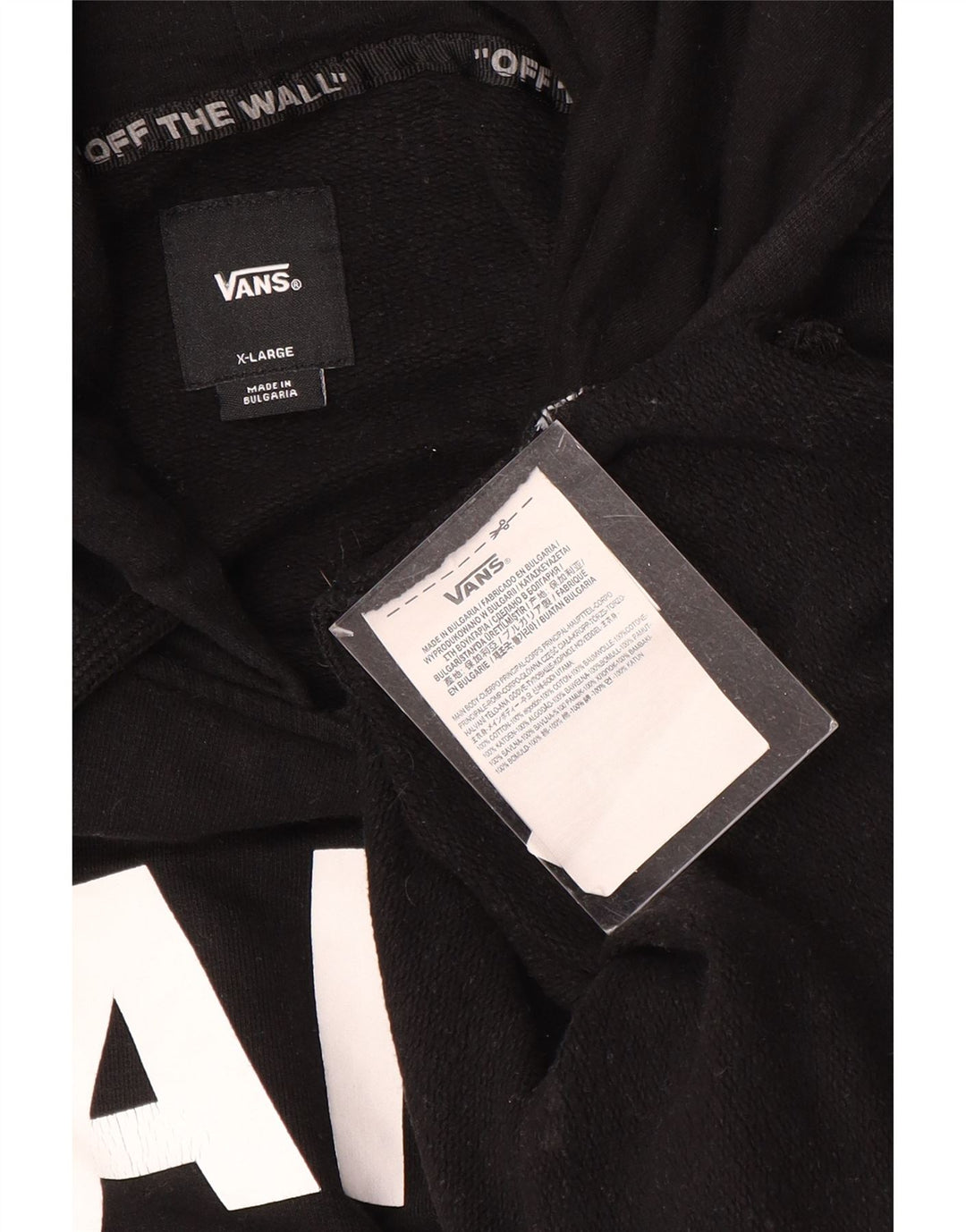 Мужской джемпер с капюшоном с рисунком VANS XL, черный, хлопок