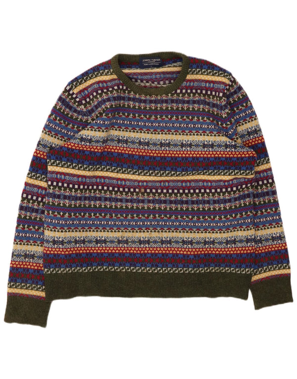 JOSEPH TURNER Mens Crew Neck Jumper Sweater Large Multicoloured Fair Isle