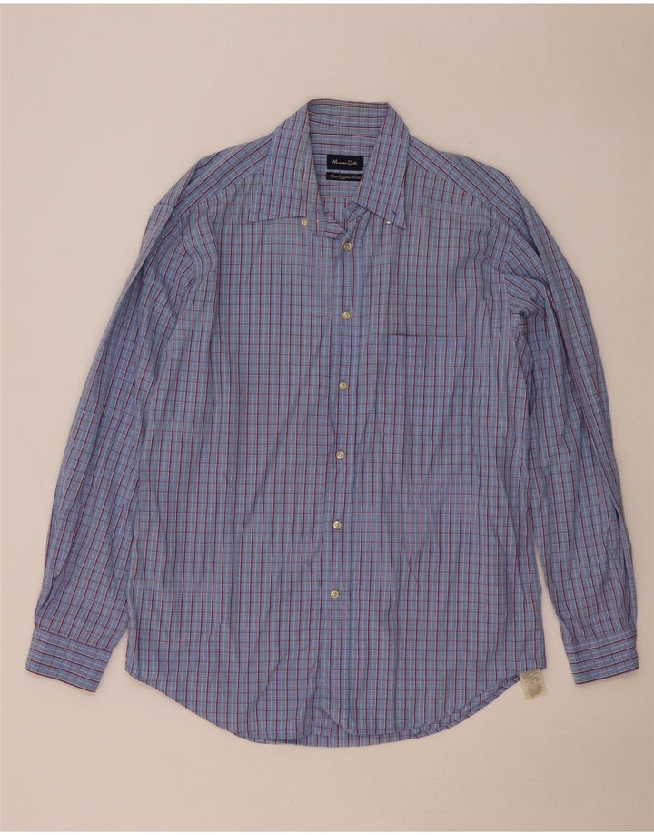 Мужская рубашка Massimo Dutti, размер 44 XL, синяя клетка, хлопок