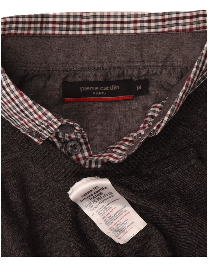 PIERRE CARDIN Мужской джемпер с v-образным вырезом, средний серый акрил, классический