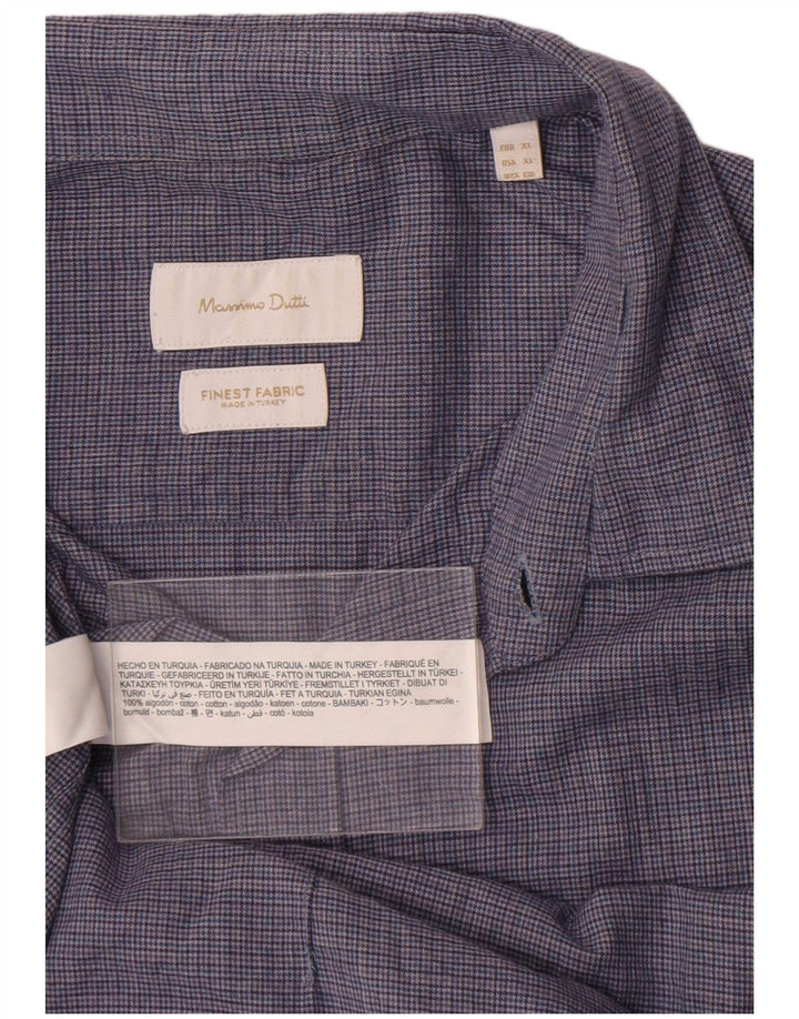 Мужская рубашка Massimo Dutti XL, синяя клетка, хлопок