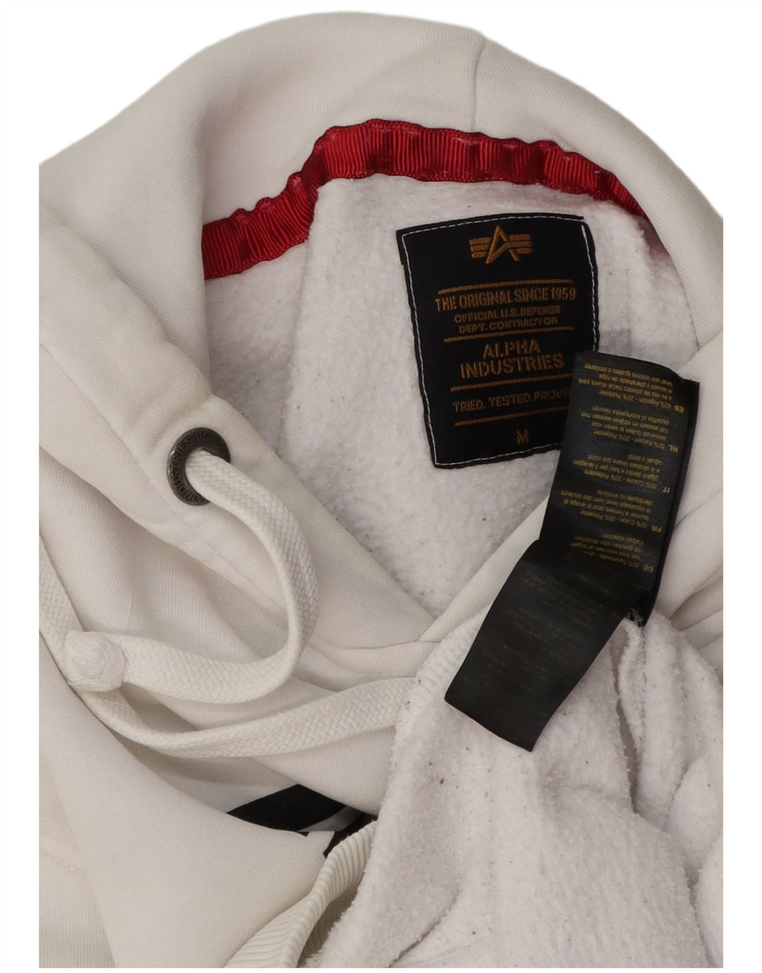 ALPHA INDUSTRIES Мужской джемпер с капюшоном с рисунком, средний белый хлопок, хлопок