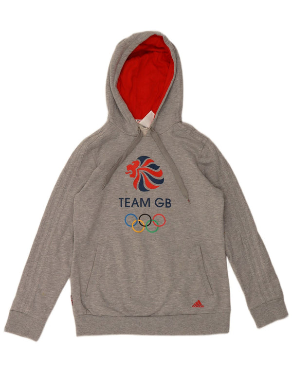 Женский джемпер с капюшоном Adidas с рисунком UK 12/14, средний серый хлопок