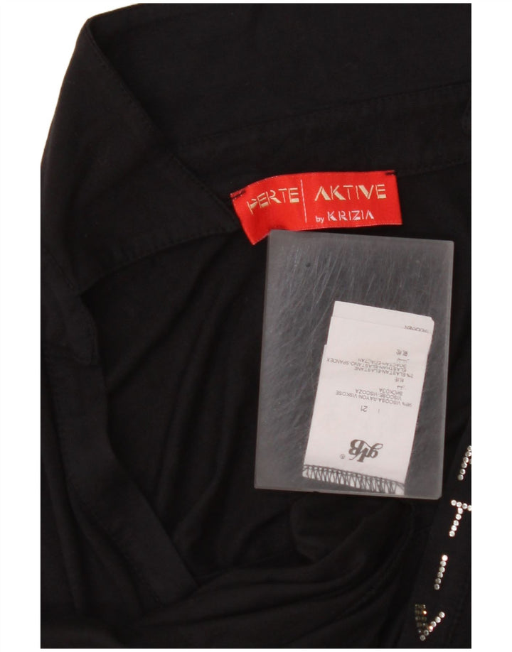 Женская рубашка поло с длинным рукавом PERTE BY KRIZIA UK 14, средний черный, вискоза