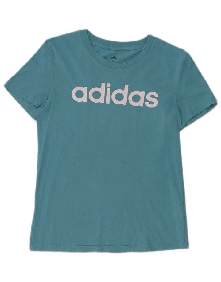 Женская футболка с рисунком ADIDAS Top UK 8/10, маленький синий хлопок