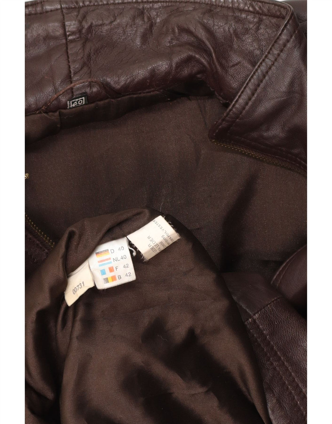 ВИНТАЖНОЕ Женское кожаное пальто оверсайз EU 40, кожа среднего коричневого цвета