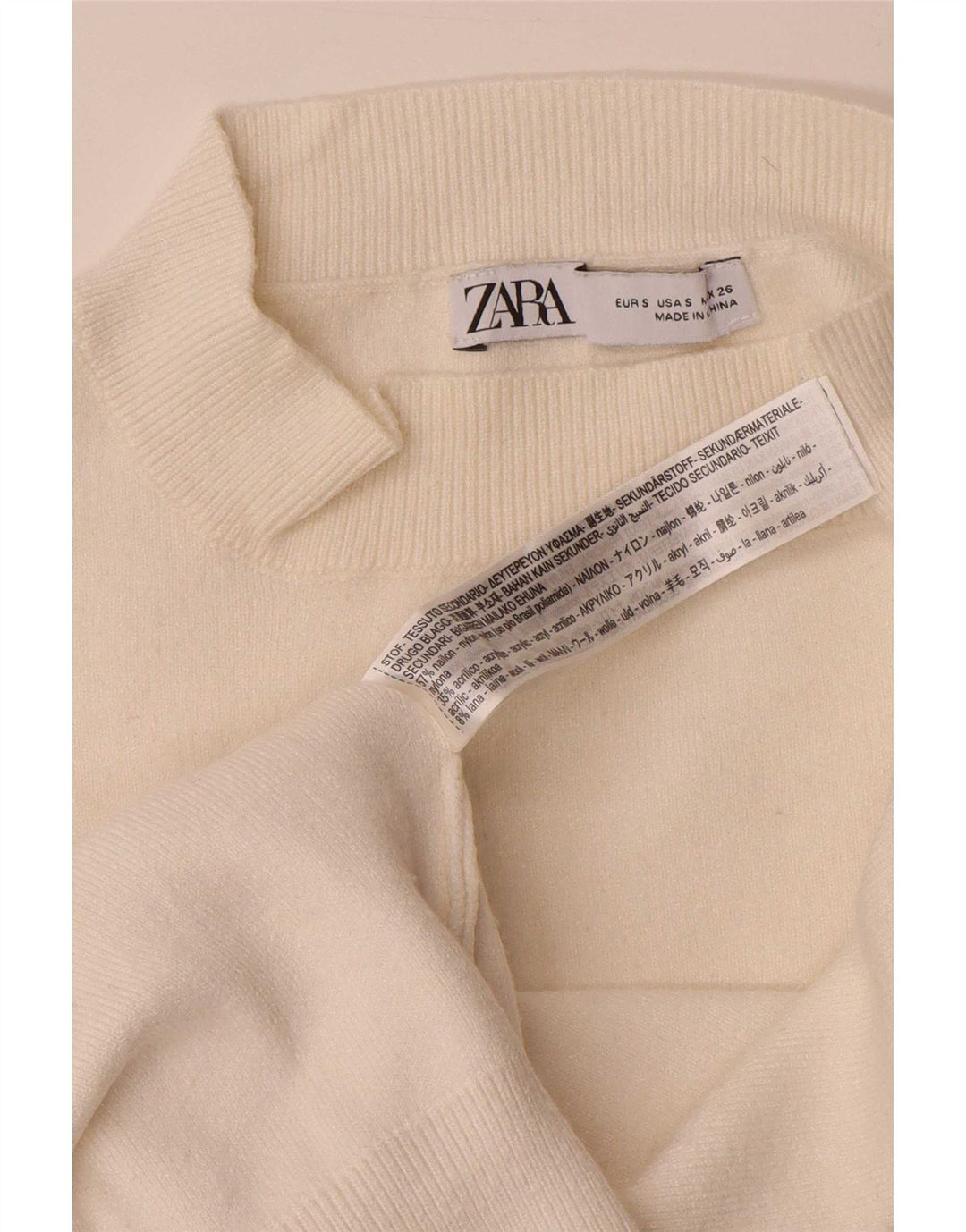 Женский свободный джемпер с высоким воротником Zara UK 10, маленький белый вискоза