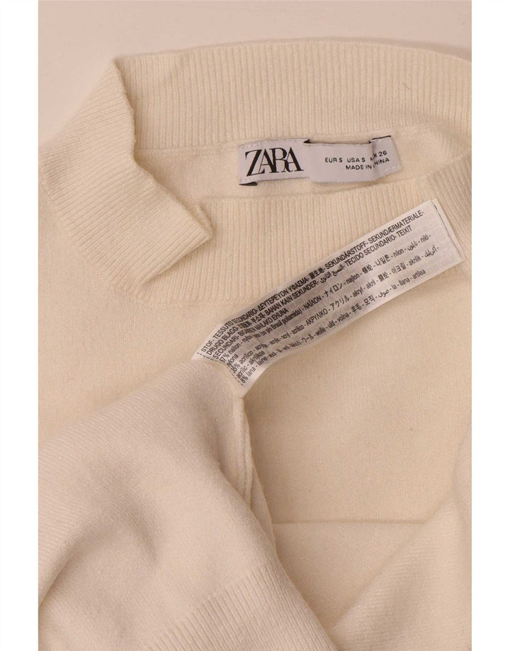 Женский свободный джемпер с высоким воротником Zara UK 10, маленький белый вискоза