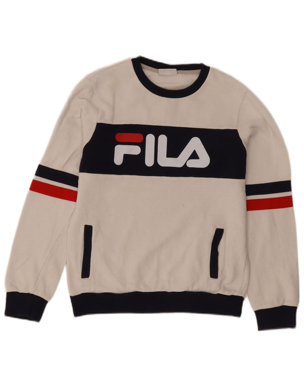 Fila Женский джемпер с рисунком UK 6 XS Белый хлопок с цветными блоками