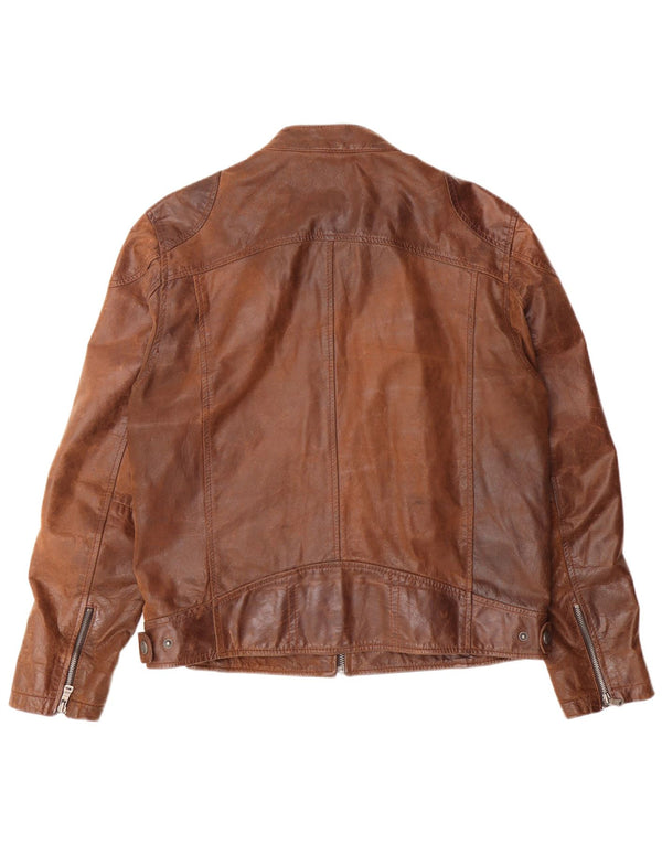 Мужская тонкая кожаная куртка GIPSY UK 42 XL коричневая кожа