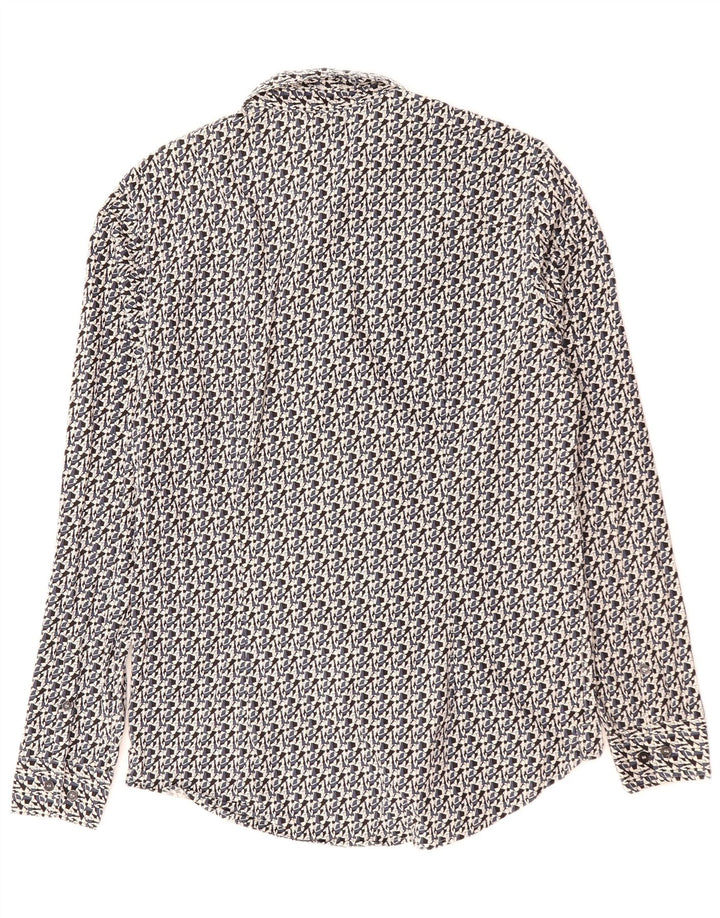 CALVIN KLEIN JEANS Мужская рубашка приталенного кроя, средний черный хлопок с геометрическим узором