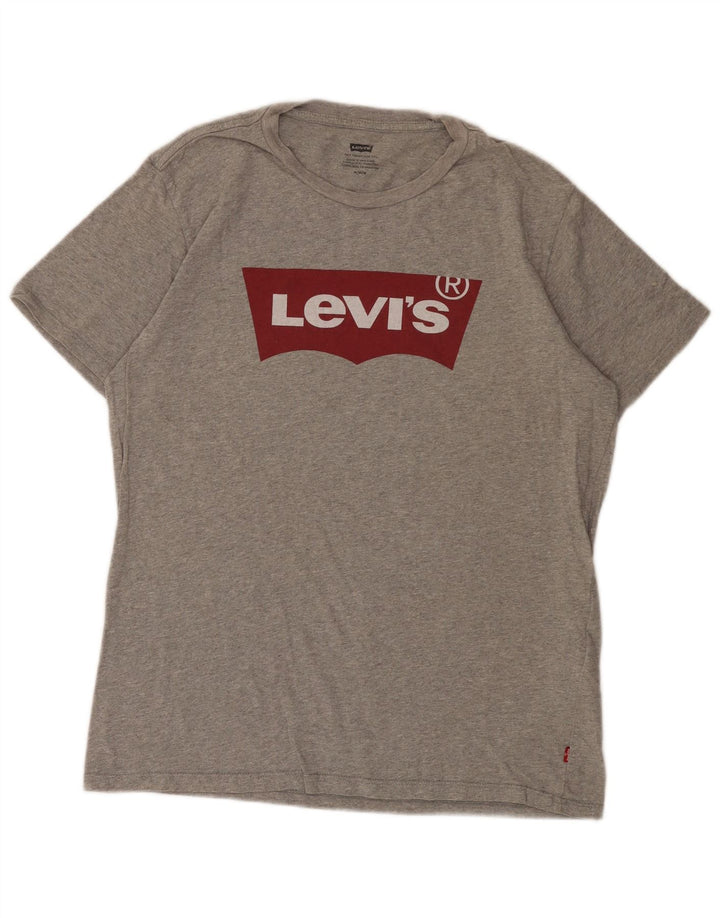 Мужская футболка с рисунком Levi's, хлопковый топ среднего серого цвета с крапинками