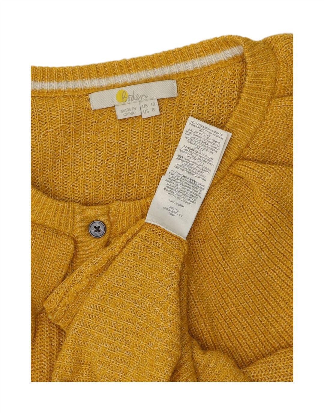 BODEN Womens Crew Neck Jumper Sweater UK 12 Medium Yellow Acrylic