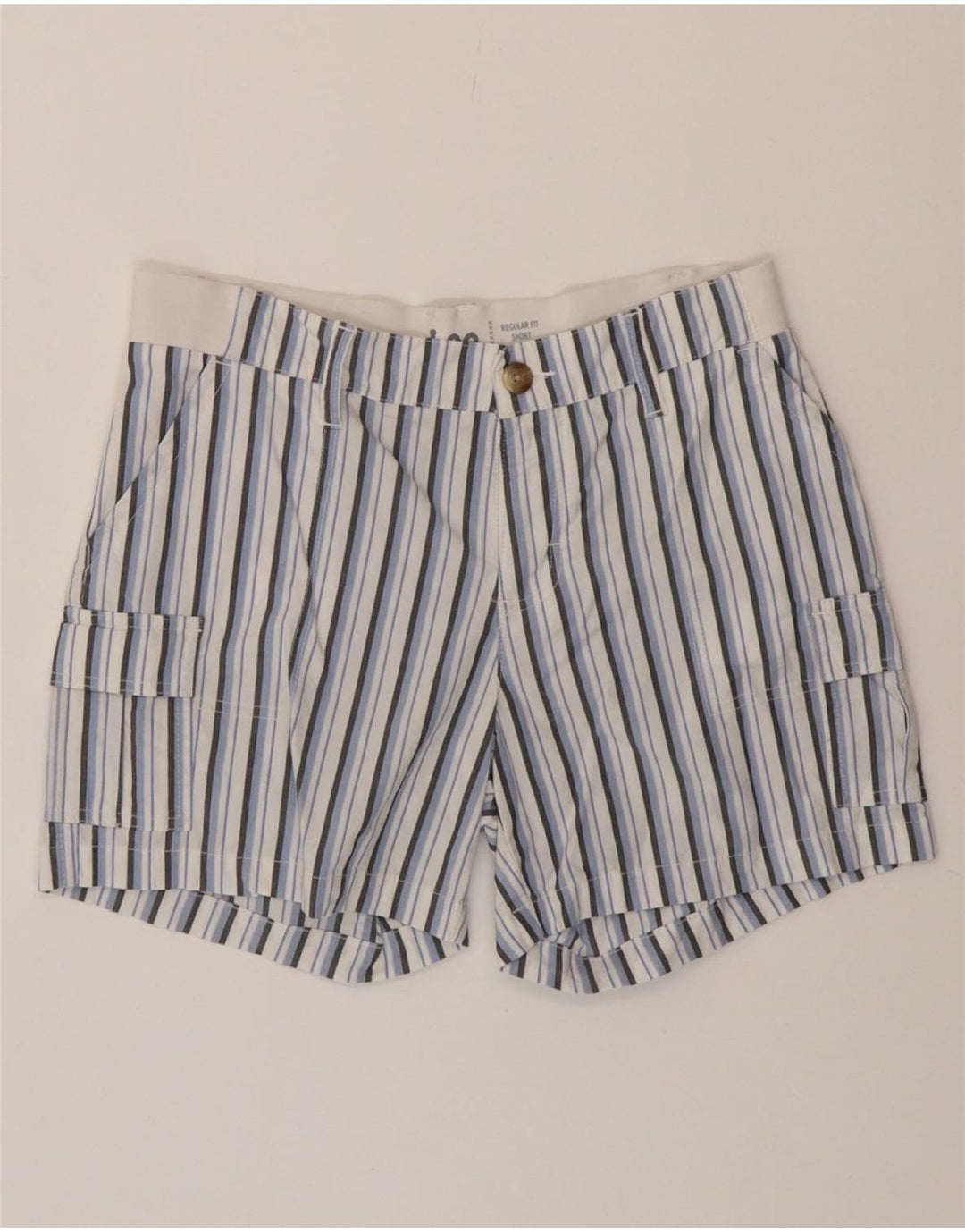 LEE Womens Regular Fit Mid Rise Cargo Shorts US 10 Large W32  Blue Striped Vintage Lee and Second-Hand Lee from Messina Hembry 