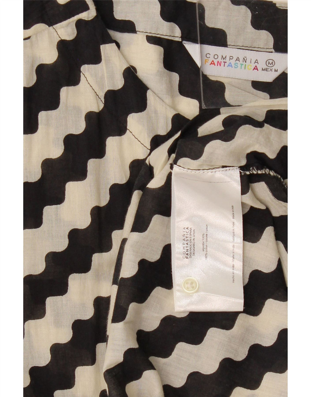 Женское платье трапециевидного силуэта COMPANIA FANTASTICA UK 14, хлопок среднего размера, черная полоска